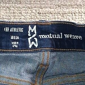 mutual weave mens 30x34 the athletic dark wash straight leg jeans stretchy denim